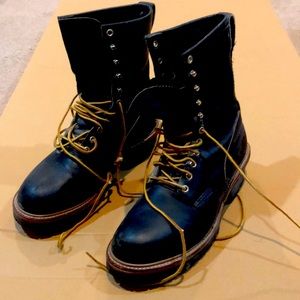 Redwing lineman boots with steel toe and steel shank